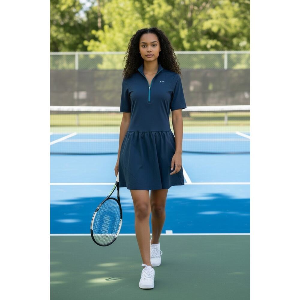 Nike Dri-FIT Advantage Tennis Golf Dress Quarter-zip Mock Neck Size M, Teal